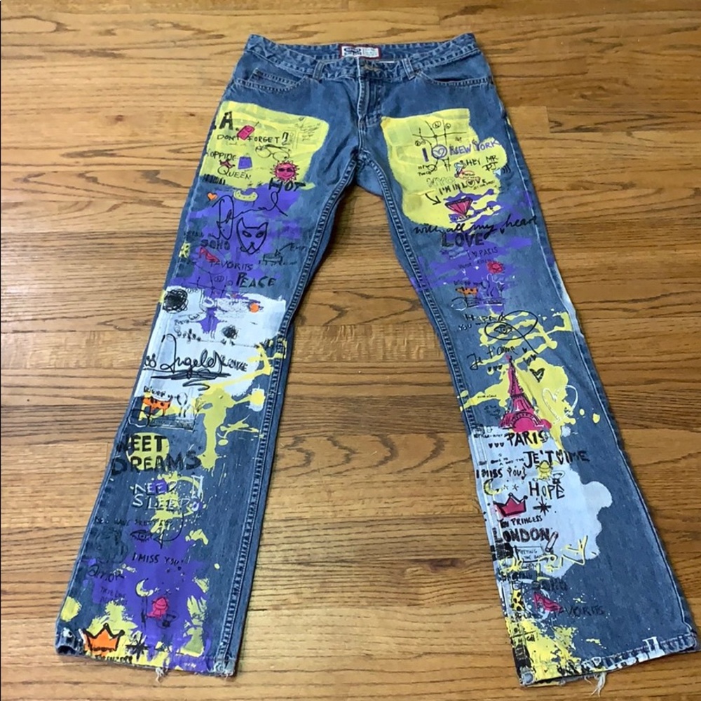 Old Navy Graffiti Painted Jeans